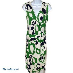 Banana Republic Wrap Dress White Blue Green